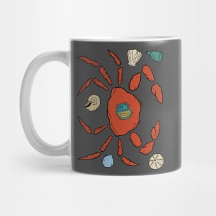 Shell Party Crab On A Beach Art Shirt Minimal Mug